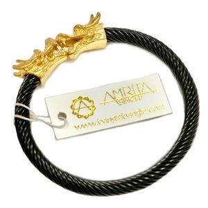 AMRITA SINGH Dragon Sun Bangle Bracelet Black/Gold for Good Luck Feng Shui